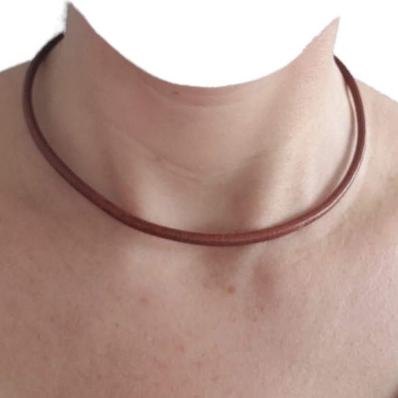 NEW- Mexican-Made Faux Leather Western Chocker necklace w stainless stee… - Picture 2 of 2